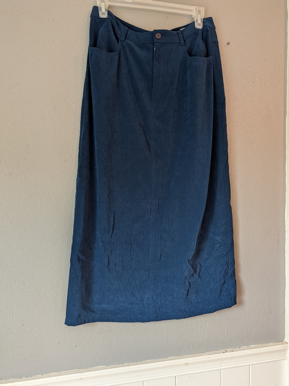 Talbots Navy Blue Maxi Skirt with Front Pockets